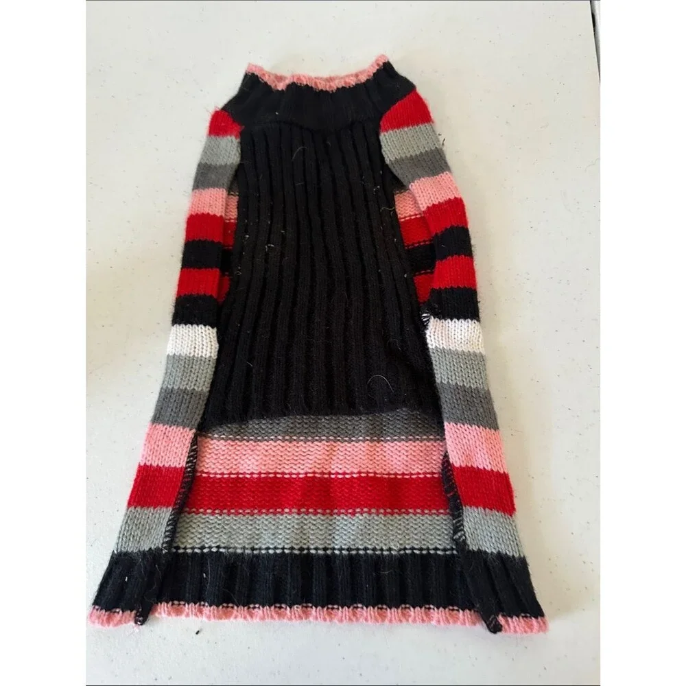 Unbranded Colorful Striped Dog Pullover – M Knit Acrylic Yarn